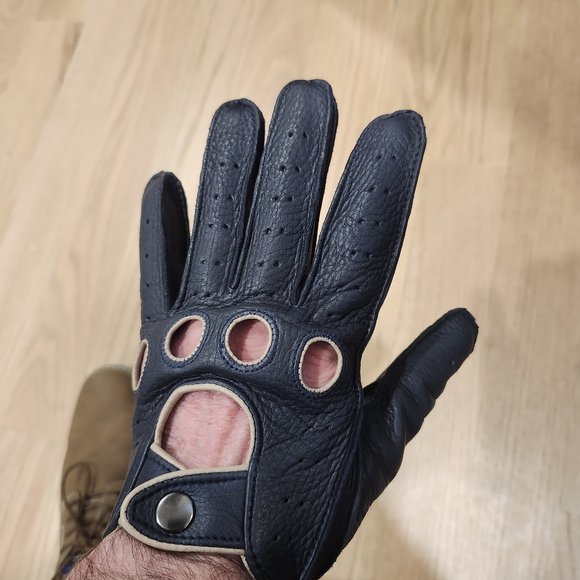 NWT ARTISAN NAVY BLUE DEERSKIN DRIVING GLOVES - UNLINED LEATHER SIZE 8 - Picture 7 of 11